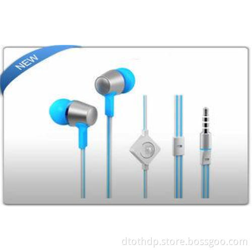 Handfree Metal Flat Cable in Ear Earphone with Mic for Ipho